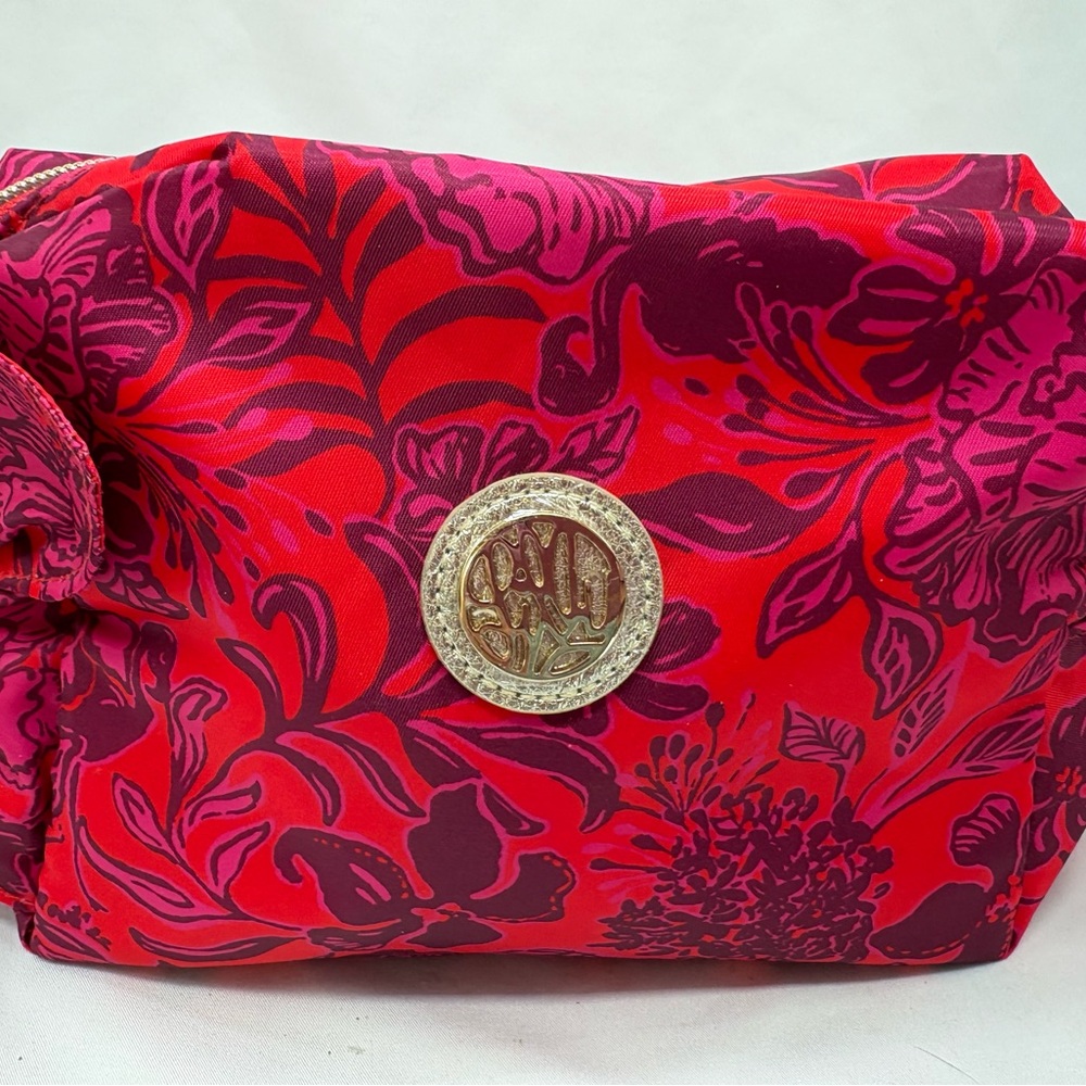 Lilly Pulitzer Pippa Cosmetic Pouch Amaryllis Red Secret Hideway #013872 NEW - Picture 2 of 8